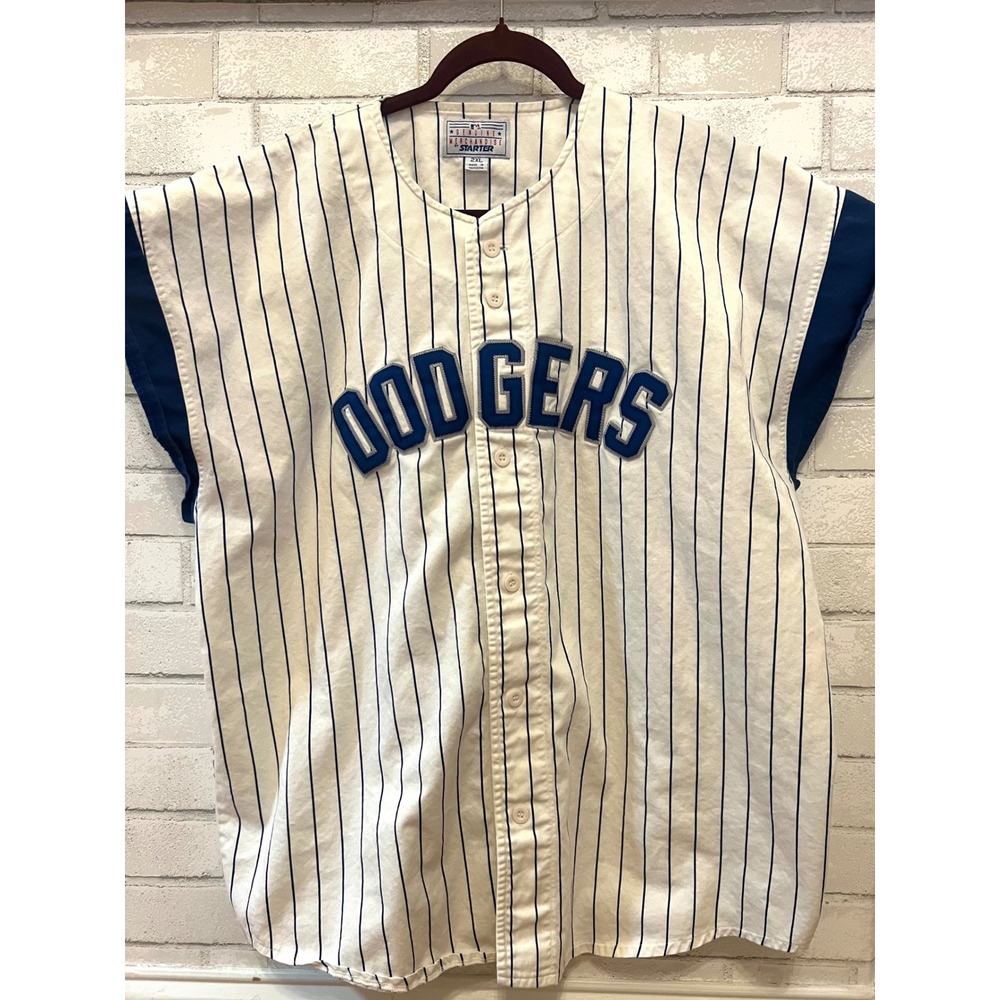 Starter Los Angeles Dodgers MLB Baseball Jersey Mens‎ 2XL Pinstripe Button Front